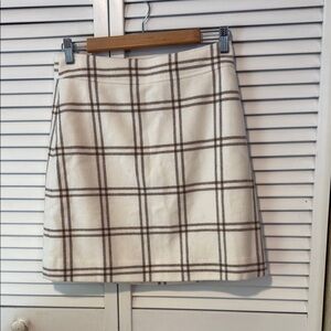 NWT Plaid Cream and Brown JCREW Wool Skirt